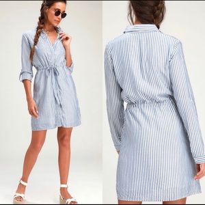Lulu’s Blue and White Striped Shirt Dress